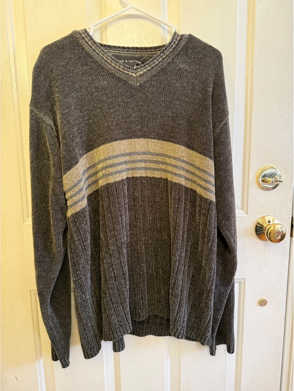 Vintage 1990’s Croft & Barrow chenille horizontal stripe pullover men’s sweater